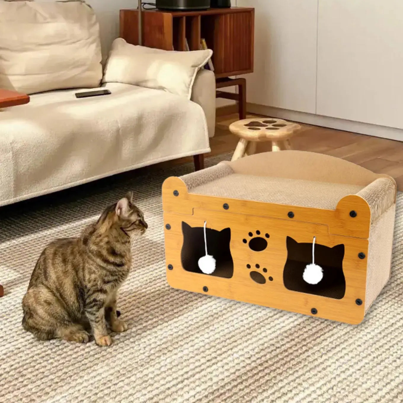 2-in-1 Cat Bed & Scratcher - Cozy Napping Spot Meets Claw Care