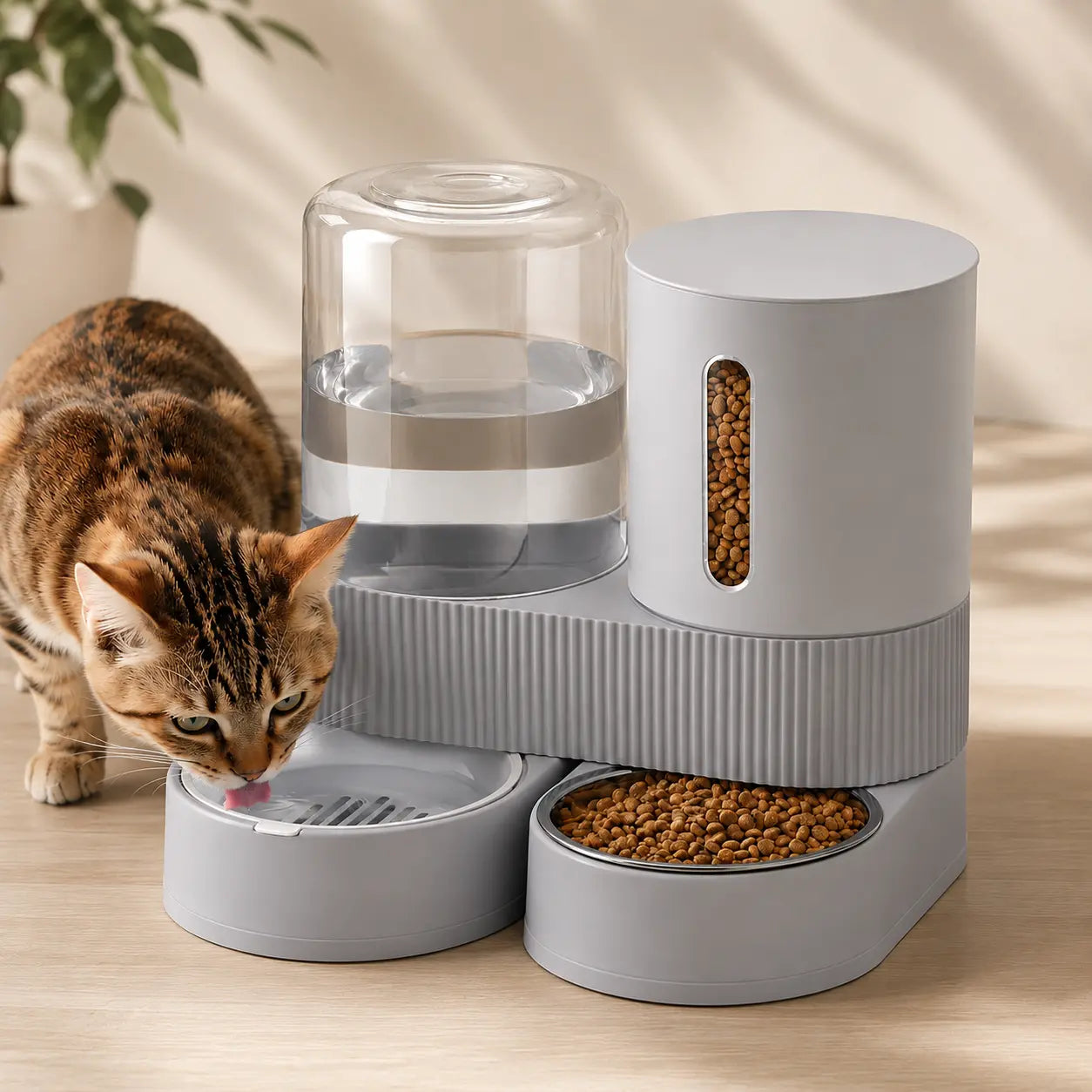 2-in-1 Gravity Pet Feeder & Water Dispenser Set - 88oz Food + 2.4L Water