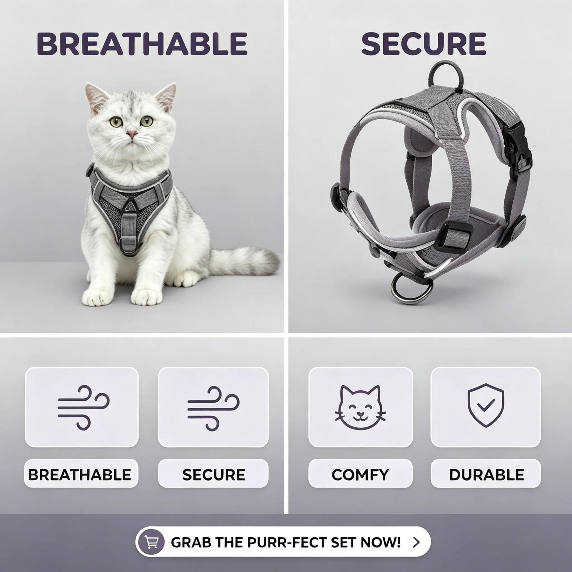Escape-Proof Cat Harness & Leash Set - Safe, Breathable Outdoor Adventures