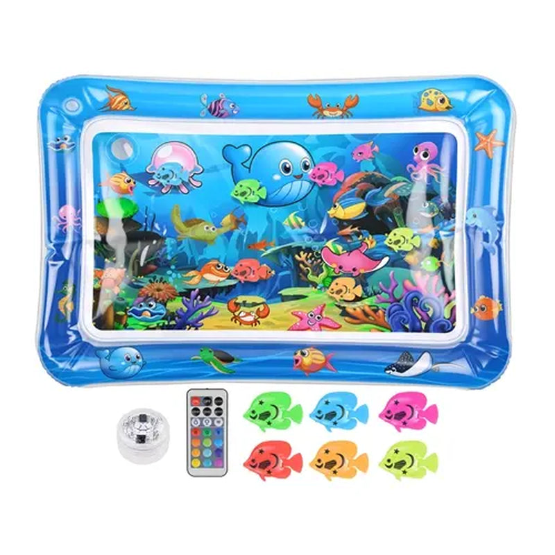 Cutiepawsome Interactive Sensory Water Mat for Kittens - 3D Floating Fish Toy, LED Light, Chirping Flapping Bird Wand, Thick PVC, Rechargeable USB-C, 440G, 67X47X7Cm/70X50Cm, Reduces Stress, Indoor Pet Enrichment Gift (Tiktok Shop Black Friday Trending),