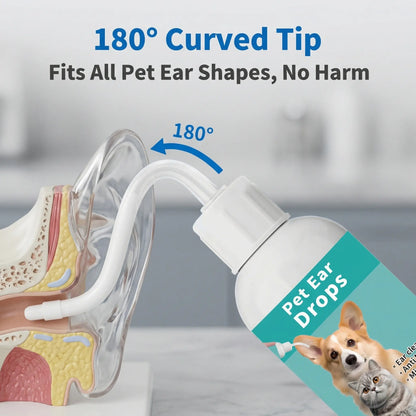 Dog Ear Cleaner for Dogs & Cats, 60 Ml Pet Ear Wash Solution with Soft Applicator Tip for Routine Ear Hygiene, Dirt & Debris Removal