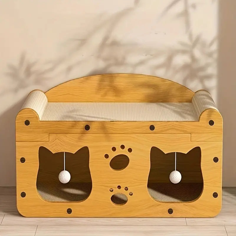 2-in-1 Cat Bed & Scratcher - Cozy Napping Spot Meets Claw Care