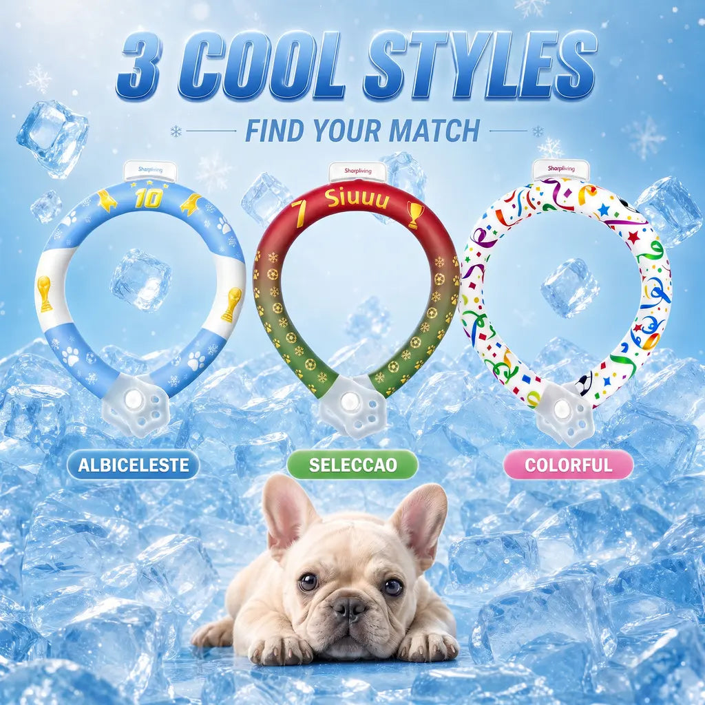 Reusable Pet Cooling Collar, 64°F PCM Ice Ring for Dogs & Cats, No Condensation Sweat-Free Dog Neck Ring, Fast Freeze Instant Heat Relief Neck Wrap for Summer Outdoor Walking, Travel & Anti-Heatstroke, Safe Premium TPU Chill Loop for Puppy & Large Dogs