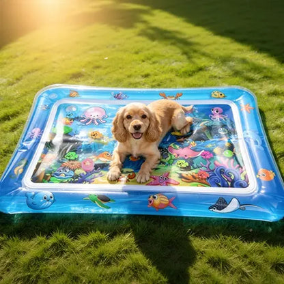 Cutiepawsome Interactive Sensory Water Mat for Kittens - 3D Floating Fish Toy, LED Light, Chirping Flapping Bird Wand, Thick PVC, Rechargeable USB-C, 440G, 67X47X7Cm/70X50Cm, Reduces Stress, Indoor Pet Enrichment Gift (Tiktok Shop Black Friday Trending),