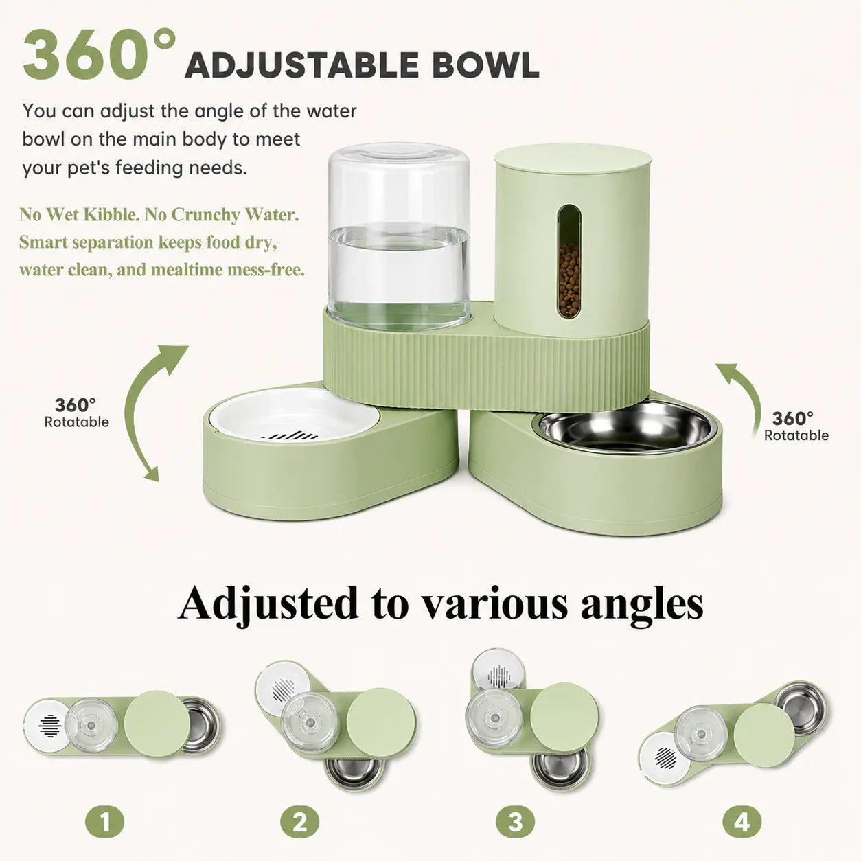 2-in-1 Gravity Pet Feeder & Water Dispenser Set - 88oz Food + 2.4L Water