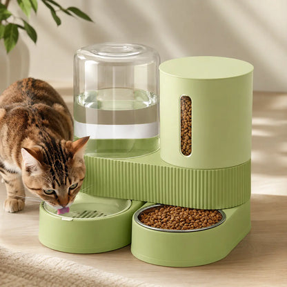 2-in-1 Gravity Pet Feeder & Water Dispenser Set - 88oz Food + 2.4L Water