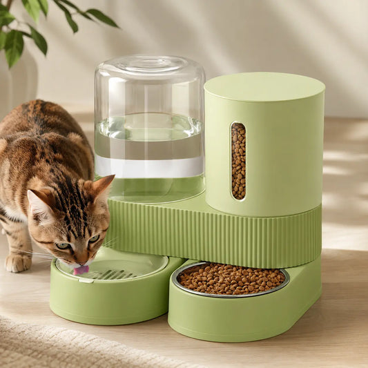 2-in-1 Gravity Pet Feeder & Water Dispenser Set - 88oz Food + 2.4L Water