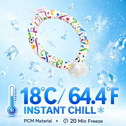 Reusable Pet Cooling Collar, 64°F PCM Ice Ring for Dogs & Cats, No Condensation Sweat-Free Dog Neck Ring, Fast Freeze Instant Heat Relief Neck Wrap for Summer Outdoor Walking, Travel & Anti-Heatstroke, Safe Premium TPU Chill Loop for Puppy & Large Dogs