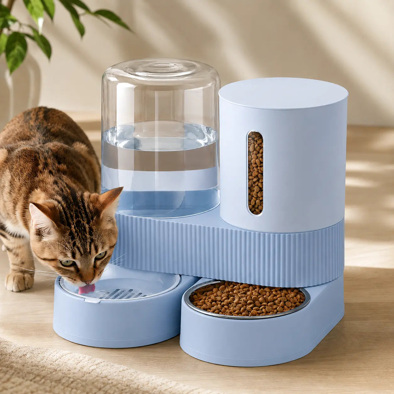 2-in-1 Gravity Pet Feeder & Water Dispenser Set - 88oz Food + 2.4L Water