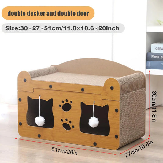 2-in-1 Cat Bed & Scratcher - Cozy Napping Spot Meets Claw Care