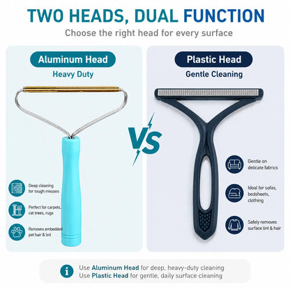 2-Piece Reusable Pet Hair Remover Set - For Carpets, Couches & Cars