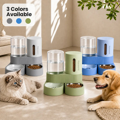 2-in-1 Gravity Pet Feeder & Water Dispenser Set - 88oz Food + 2.4L Water