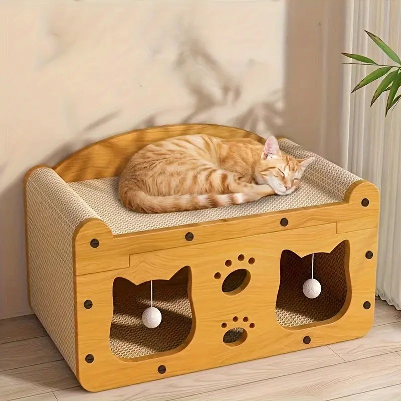 2-in-1 Cat Bed & Scratcher - Cozy Napping Spot Meets Claw Care