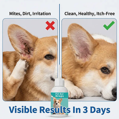 Dog Ear Cleaner for Dogs & Cats, 60 Ml Pet Ear Wash Solution with Soft Applicator Tip for Routine Ear Hygiene, Dirt & Debris Removal