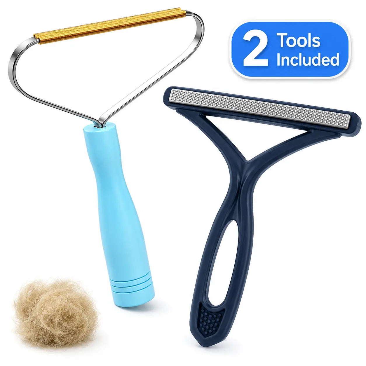 2-Piece Reusable Pet Hair Remover Set - For Carpets, Couches & Cars