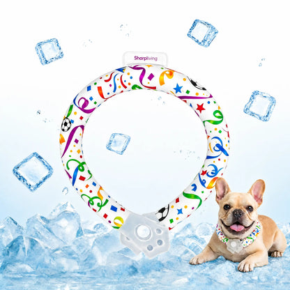 Reusable Pet Cooling Collar, 64°F PCM Ice Ring for Dogs & Cats, No Condensation Sweat-Free Dog Neck Ring, Fast Freeze Instant Heat Relief Neck Wrap for Summer Outdoor Walking, Travel & Anti-Heatstroke, Safe Premium TPU Chill Loop for Puppy & Large Dogs