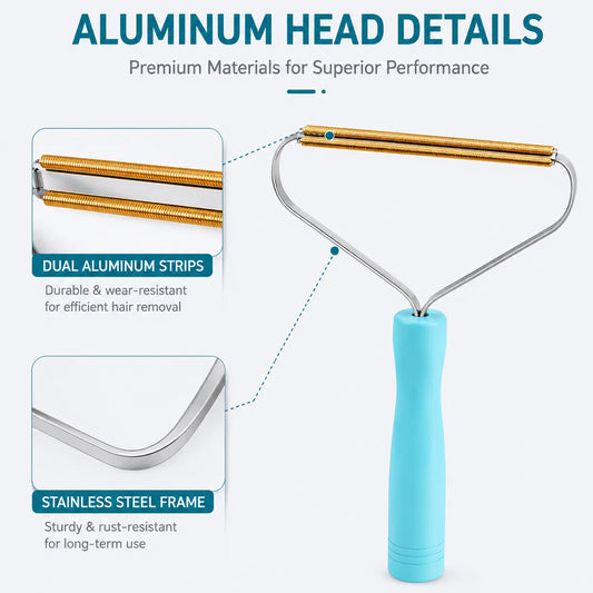 2-Piece Reusable Pet Hair Remover Set - For Carpets, Couches & Cars
