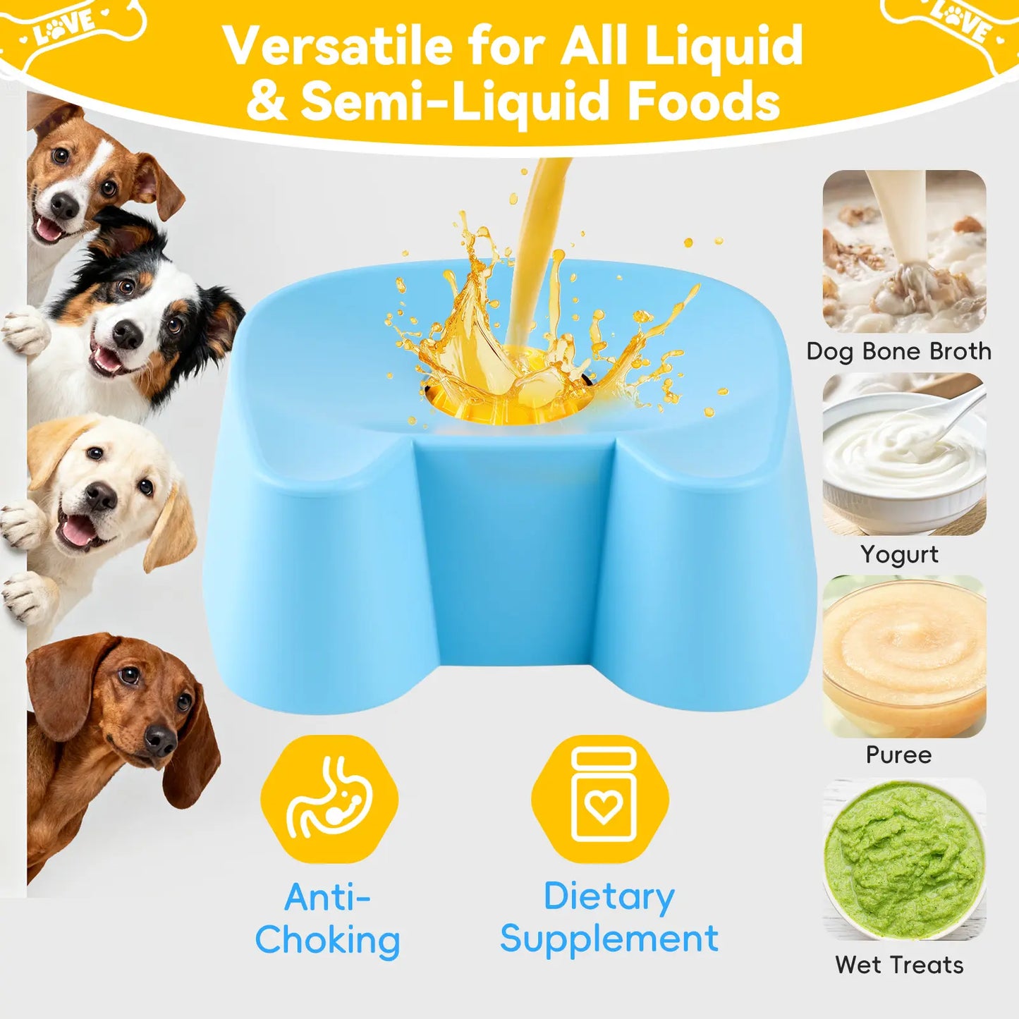 Silicone Slow Feeder Lick Bowl - Wet Food, Broth & Anxiety Relief