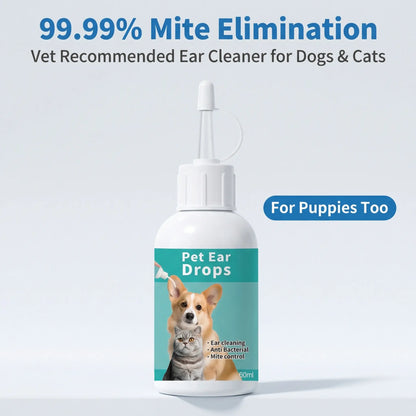 Dog Ear Cleaner for Dogs & Cats, 60 Ml Pet Ear Wash Solution with Soft Applicator Tip for Routine Ear Hygiene, Dirt & Debris Removal